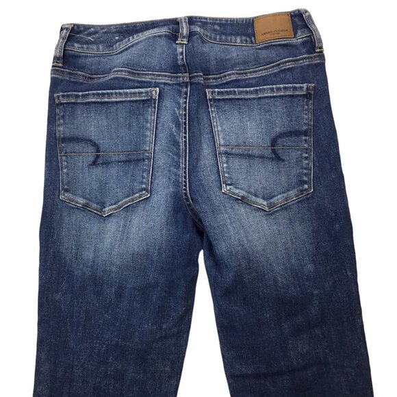American Eagle AE Super Stretch X Hi Rise Jegging 8 Long Blue Skinny Medium Wash - Picture 4 of 7